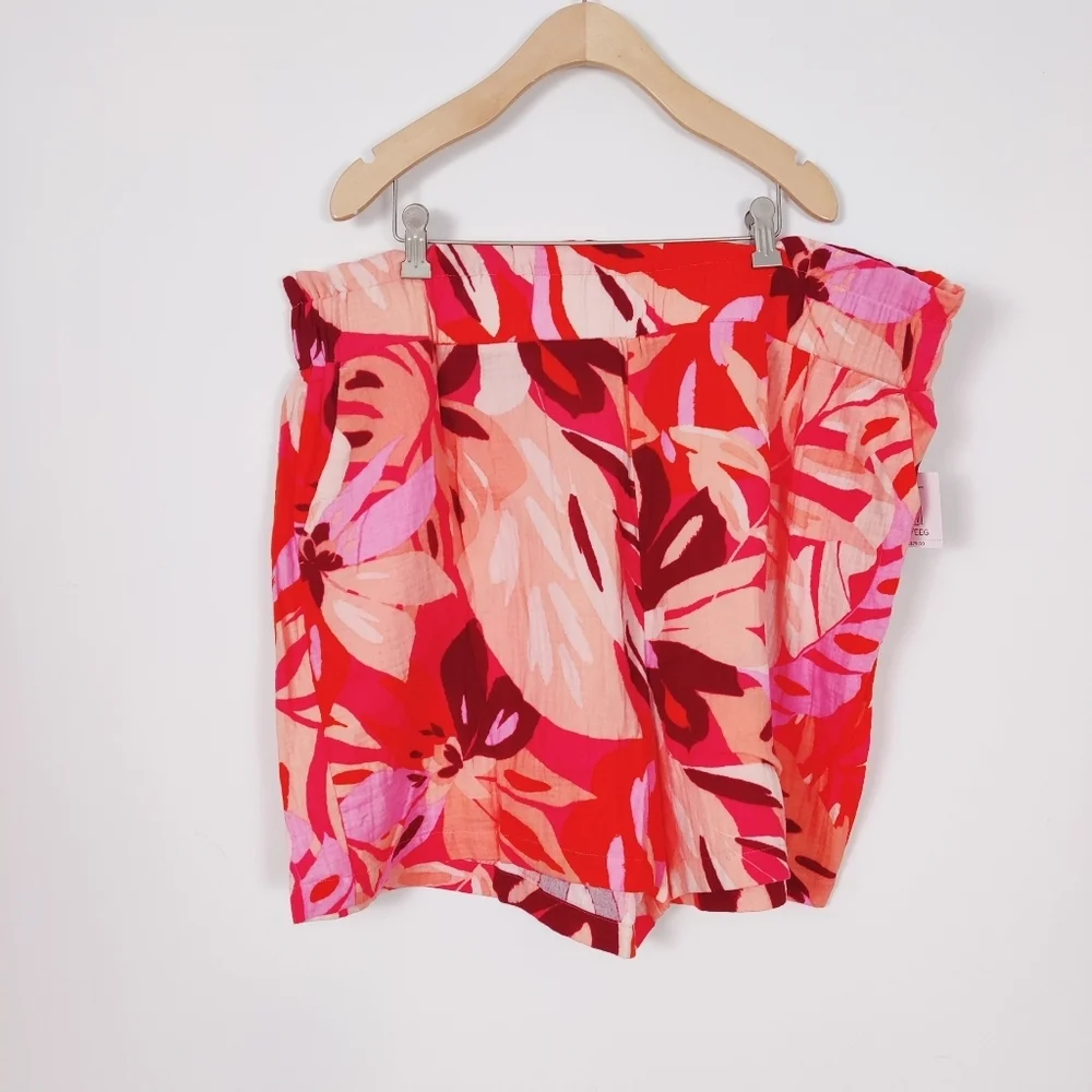 Ella Rafaela Women's 100% Cotton Floral Pull On Shorts NEW Size 2X Retro - Picture 5 of 16